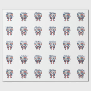 American Mama Patriotic Bow Vintage 4th of July Sh Wrapping Paper