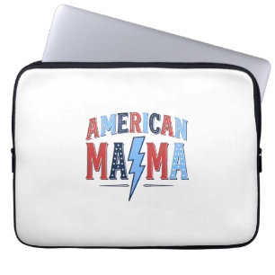 American Mama Patriotic Vintage Engraving Shirt De Laptop Sleeve