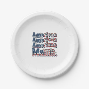 American Mama Patriotic Vintage Engraving Shirt De Paper Plate