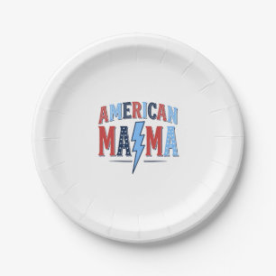 American Mama Patriotic Vintage Engraving Shirt De Paper Plate