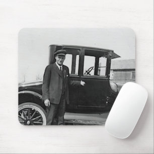 American Man & His Antique Car Mouse Mat