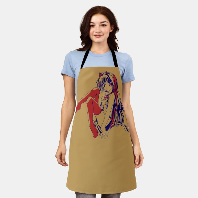 American Manga Neko Catgirl Kawaii Anime Apron (Worn)