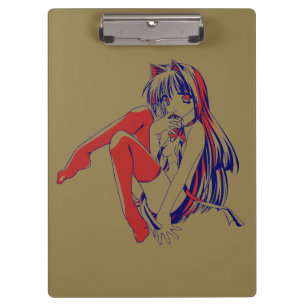 American Manga Neko Catgirl Kawaii Anime Clipboard
