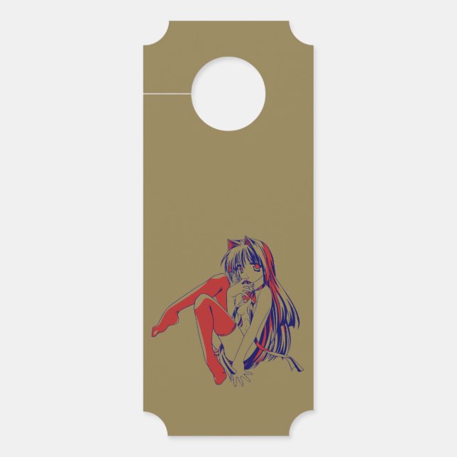 American Manga Neko Catgirl Kawaii Anime Door Hanger (Front)