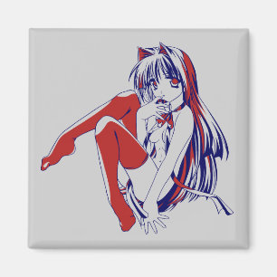 American Manga Neko Catgirl Kawaii Anime Magnet