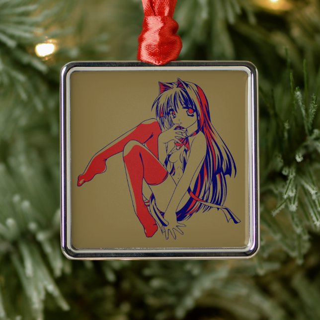 American Manga Neko Catgirl Kawaii Anime Metal Tree Decoration (Tree)