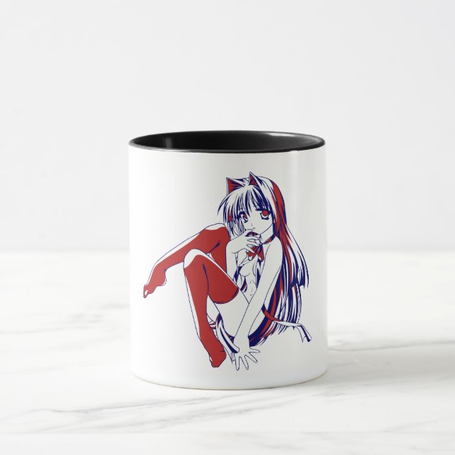 American Manga Neko Catgirl Kawaii Anime Mug (Center)