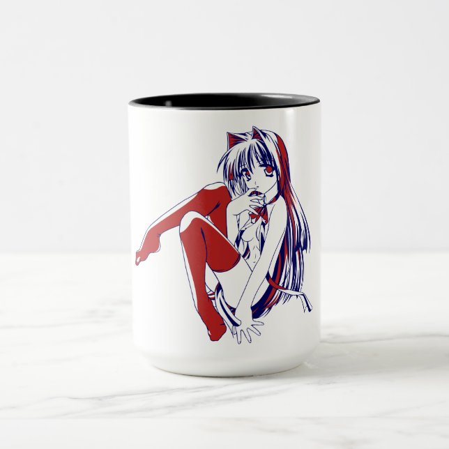 American Manga Neko Catgirl Kawaii Anime Mug (Center)