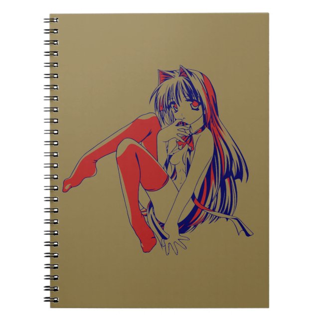 American Manga Neko Catgirl Kawaii Anime Notebook (Front)