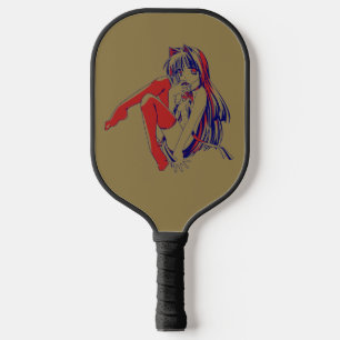American Manga Neko Catgirl Kawaii Anime Pickleball Paddle