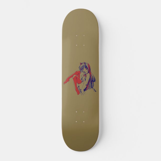 American Manga Neko Catgirl Kawaii Anime Skateboard (Front)
