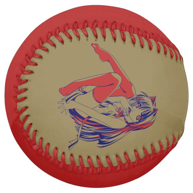 American Manga Neko Catgirl Kawaii Anime Softball (Front Left)