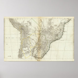 American Map Engraved Central Section Poster