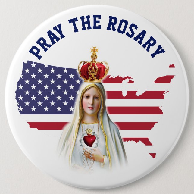 American Map Flag USA Holy Rosary 6 Cm Round Badge (Front)