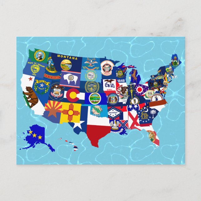 American Map State Flags Mosaic Postcard (Front)