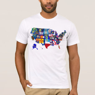 American Map State Flags Mosaic T-Shirt