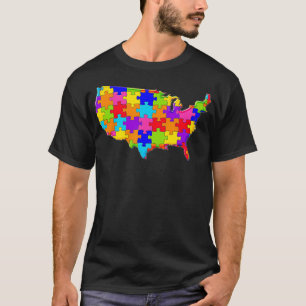 American Map USA, United States America Jigsaw Aut T-Shirt