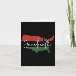 american map with pan african flag for juneteenth card