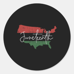 American Map With Pan African Flag For Juneteenth Classic Round Sticker