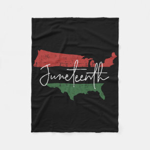 American Map With Pan African Flag For Juneteenth Fleece Blanket