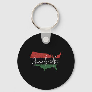 American Map With Pan African Flag For Juneteenth Key Ring