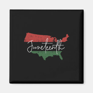 American Map With Pan African Flag For Juneteenth  Magnet