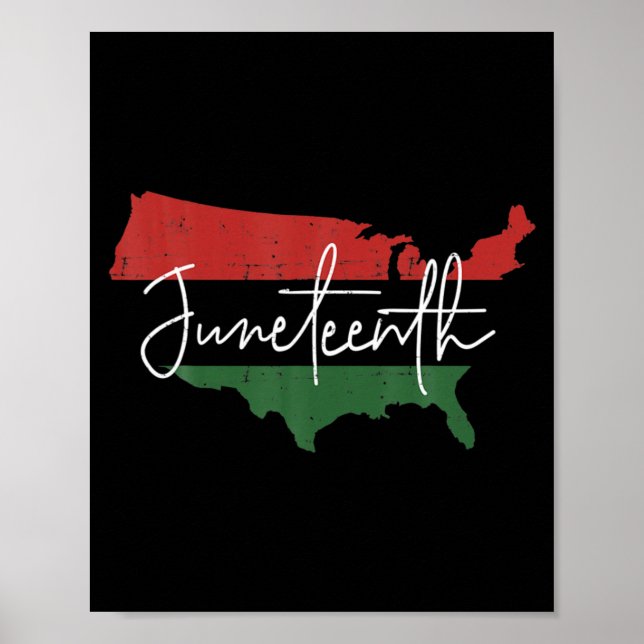 american map with pan african flag for juneteenth poster (Front)