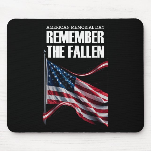 American Memorial Day Remember The Fallen Usa Flag Mouse Mat (Front)