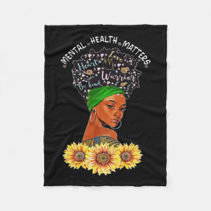 American Mental Health Problems Woman Warrior Quee Fleece Blanket