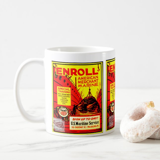 American Merchant Marine-Enrol Today  Coffee Mug (With Donut)