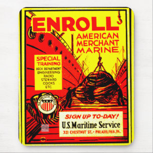 American Merchant Marine-Enrol Today Playing Card Mouse Mat