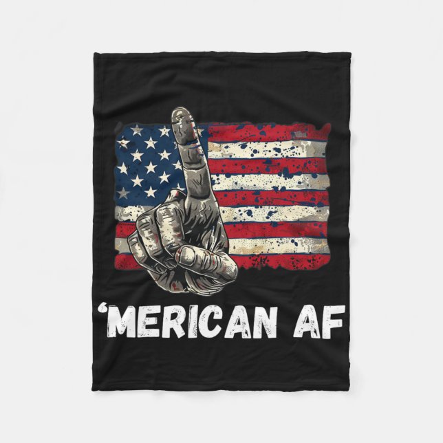 American’merican Af Flag 4th Of July Patriotic Gif Fleece Blanket (Front)
