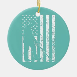 American Metal Detecting USA Flag Vintage Ceramic Tree Decoration