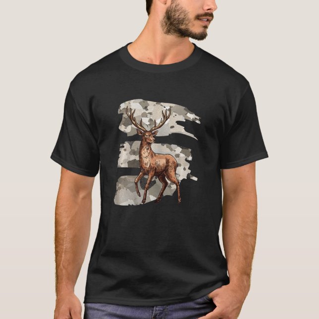 American Military Camouflage Deer Hunter  Camo Hun T-Shirt (Front)