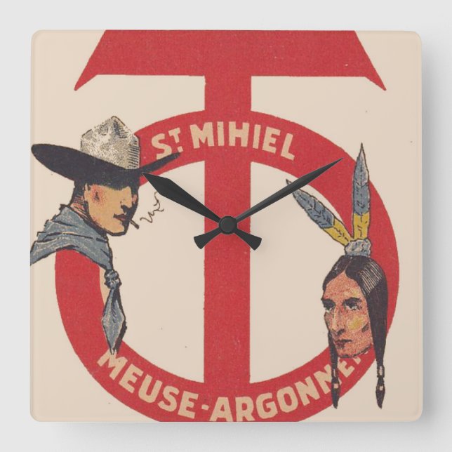 AMerican Military Unit Logo 90th Division Square Wall Clock (Front)