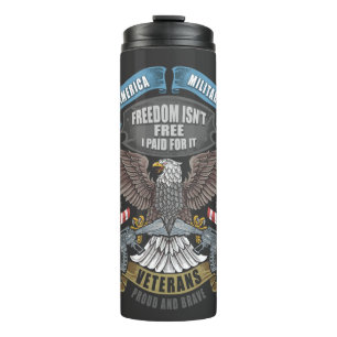 American Military with Flag and Eagle  Thermal Tumbler