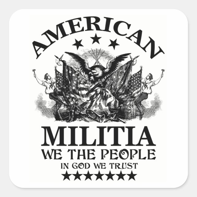 American Militia Square Sticker (Front)