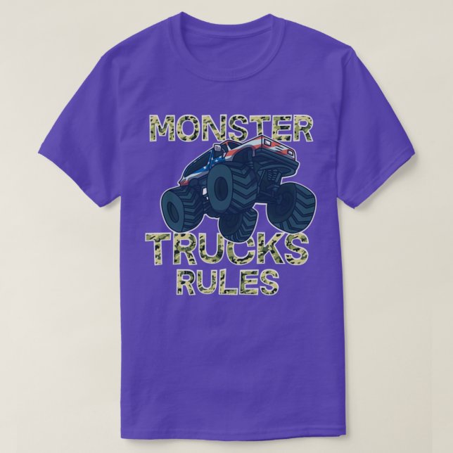 American Monster Truck Rules Big Wheels Vehicle T-Shirt (Design Front)