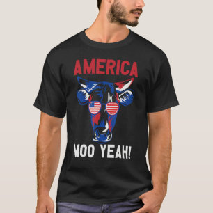 American Moo Yeah American Cow Flag Happy Memorial T-Shirt