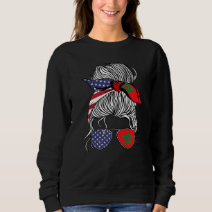 American Moroccan Patriot Flag Women Girl Morocco Sweatshirt