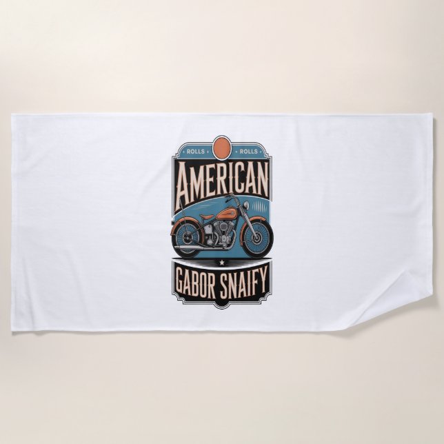 American Motorcycle Vintage Beach Towel (Front)