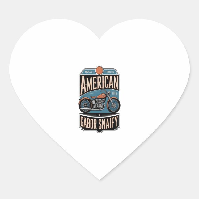 American Motorcycle Vintage Heart Sticker (Front)