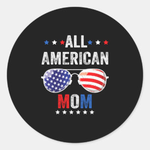 American mum usa flag 4th of july sunglasses classic round sticker