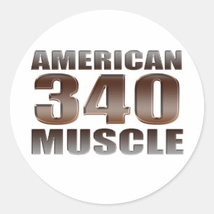 american muscle 340 classic round sticker