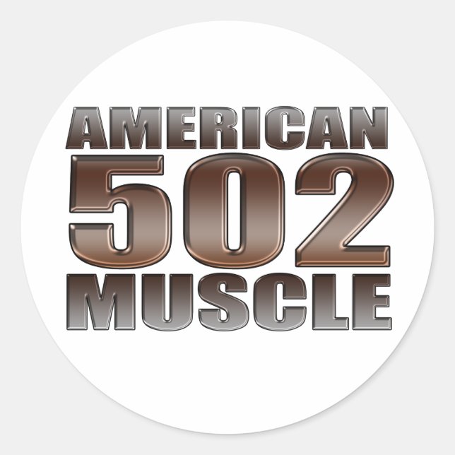 american muscle 502 chevy big block crate motor classic round sticker (Front)