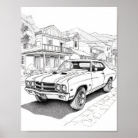 American Muscle Car Adult Colouring