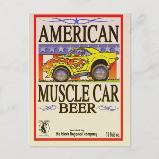 american muscle car beer postcard