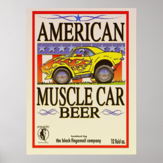 american muscle car beer poster