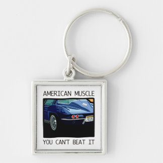 American muscle car, classic and vintage blue V8 Key Ring