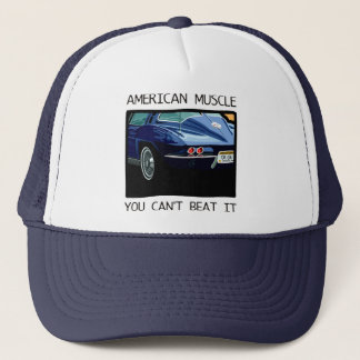 American muscle car, classic and vintage blue V8 Trucker Hat